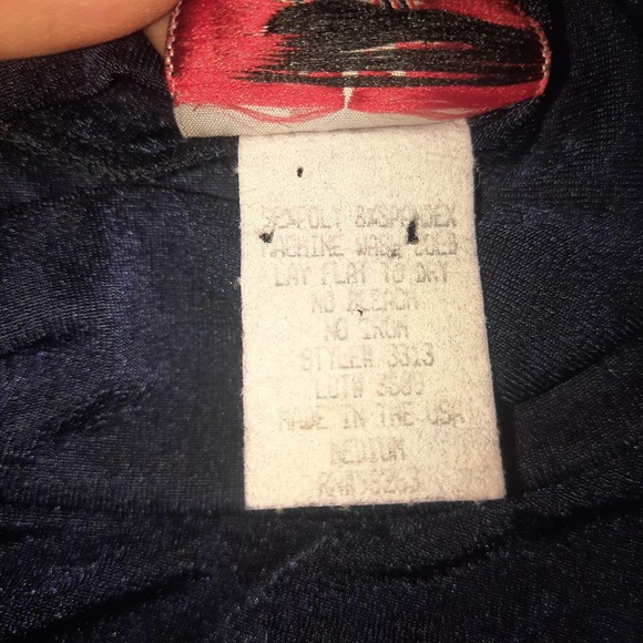 VTG. Y2K Dynamite Navy blue  semi sheer cap sleeve mock neck maxi dress Medium - Picture 4 of 4